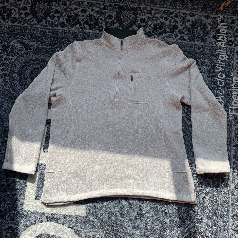 WOOLRICH Sweatshirt Men Sz XL Pullover Half Zip Cream Color